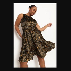 Blackmilk - Golden Garden Velvet Princess Midi Dress NWT